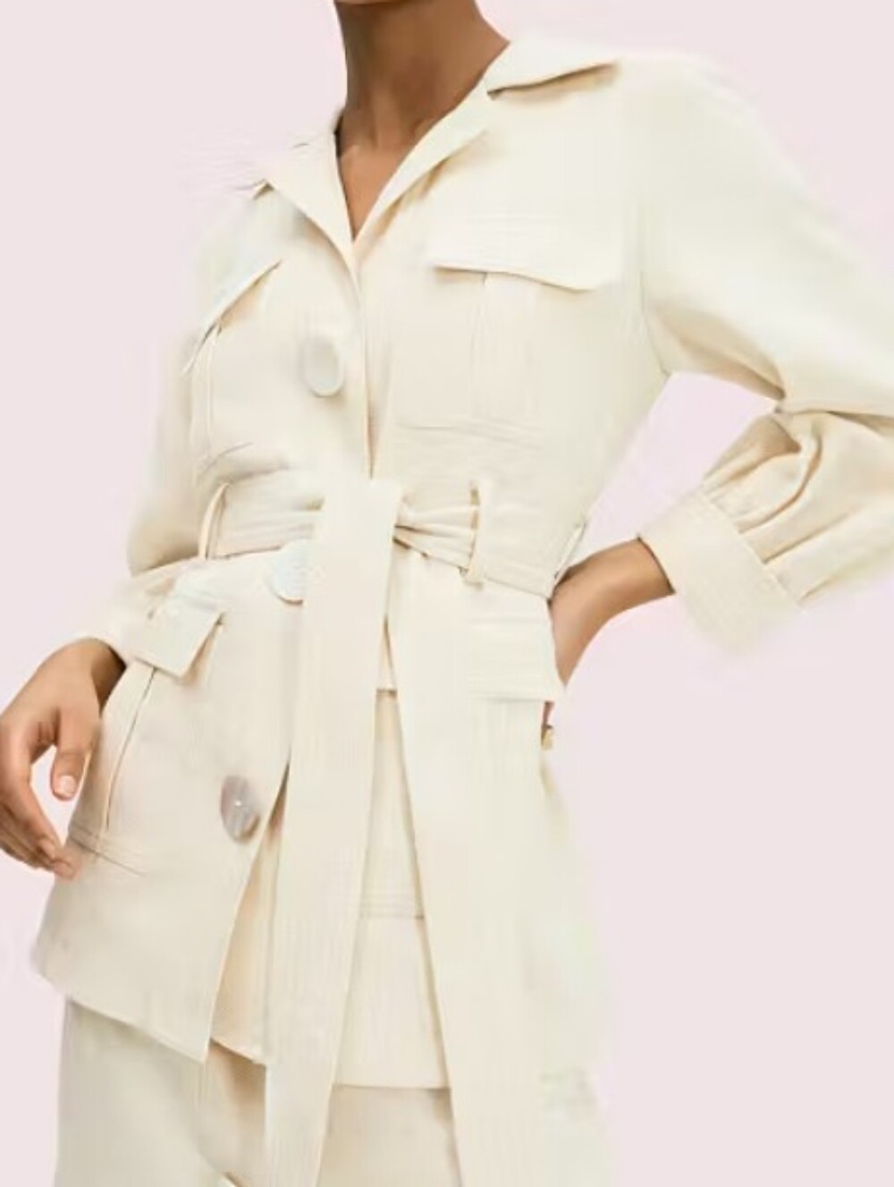 kate spade Luxe Twill Belted Utility Trench Jacket
